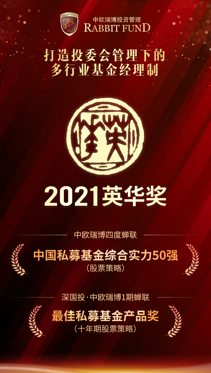 瑞博荣誉|中欧瑞博两度荣膺十年期“英华奖”、四度蝉联私募基金50强！